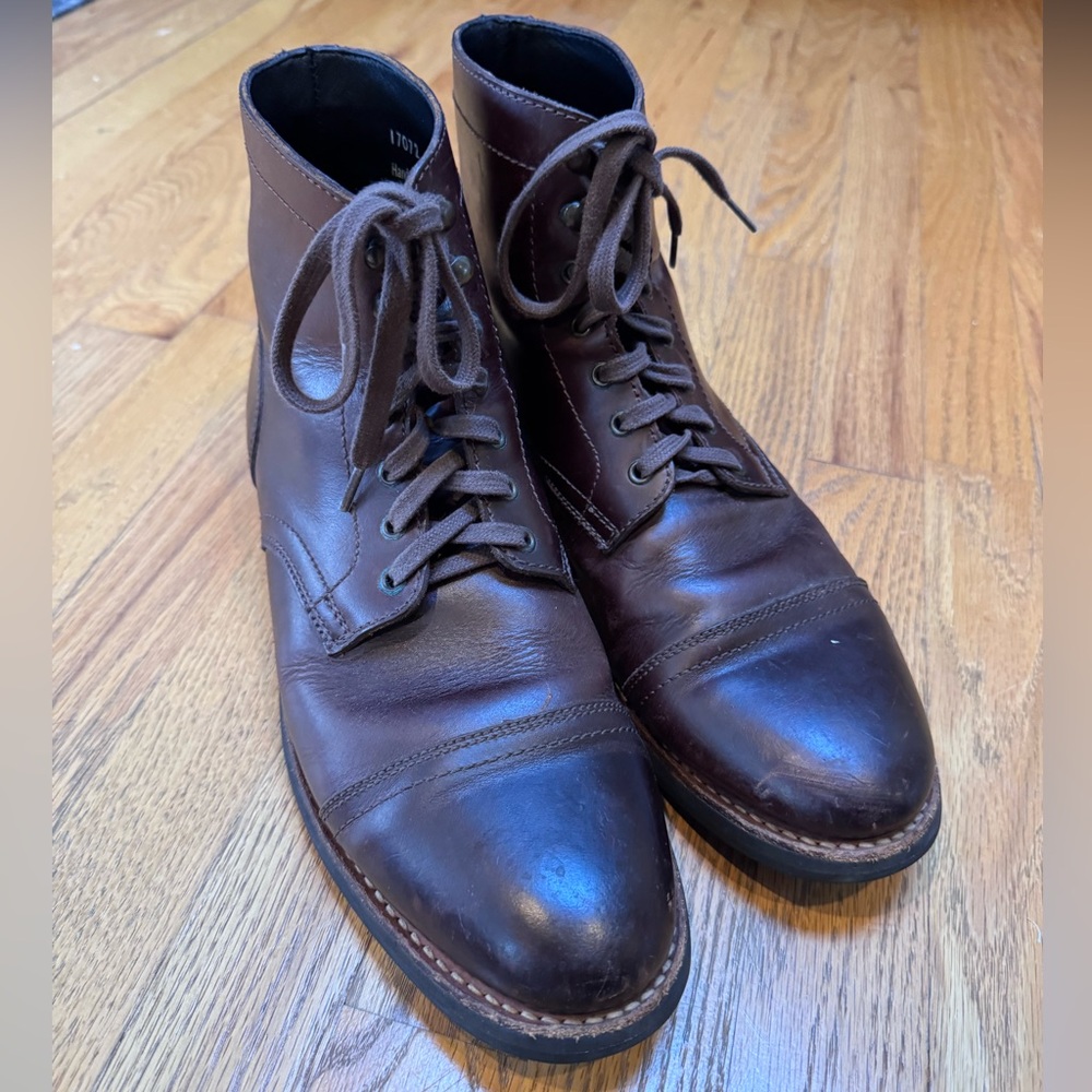 Thursday Boot Co Mens 11.5 Captain Cap Toe Brown Lace Up Combat Dress Boots